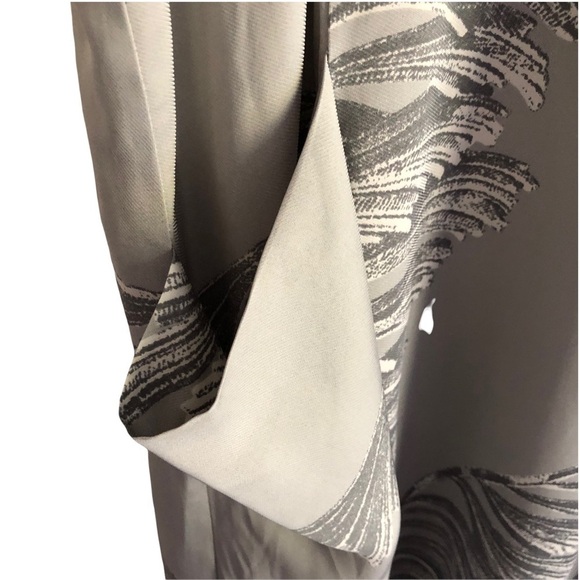 Whistles Dress Gray Palm Leaf Print Empire Lagenlook Pockets Size 8 - Picture 9 of 12